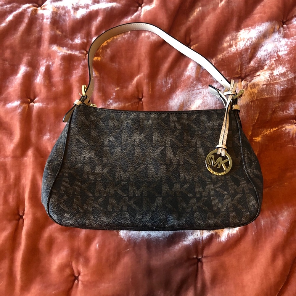 Brown & gold Michael Kors monogram shoulder bag